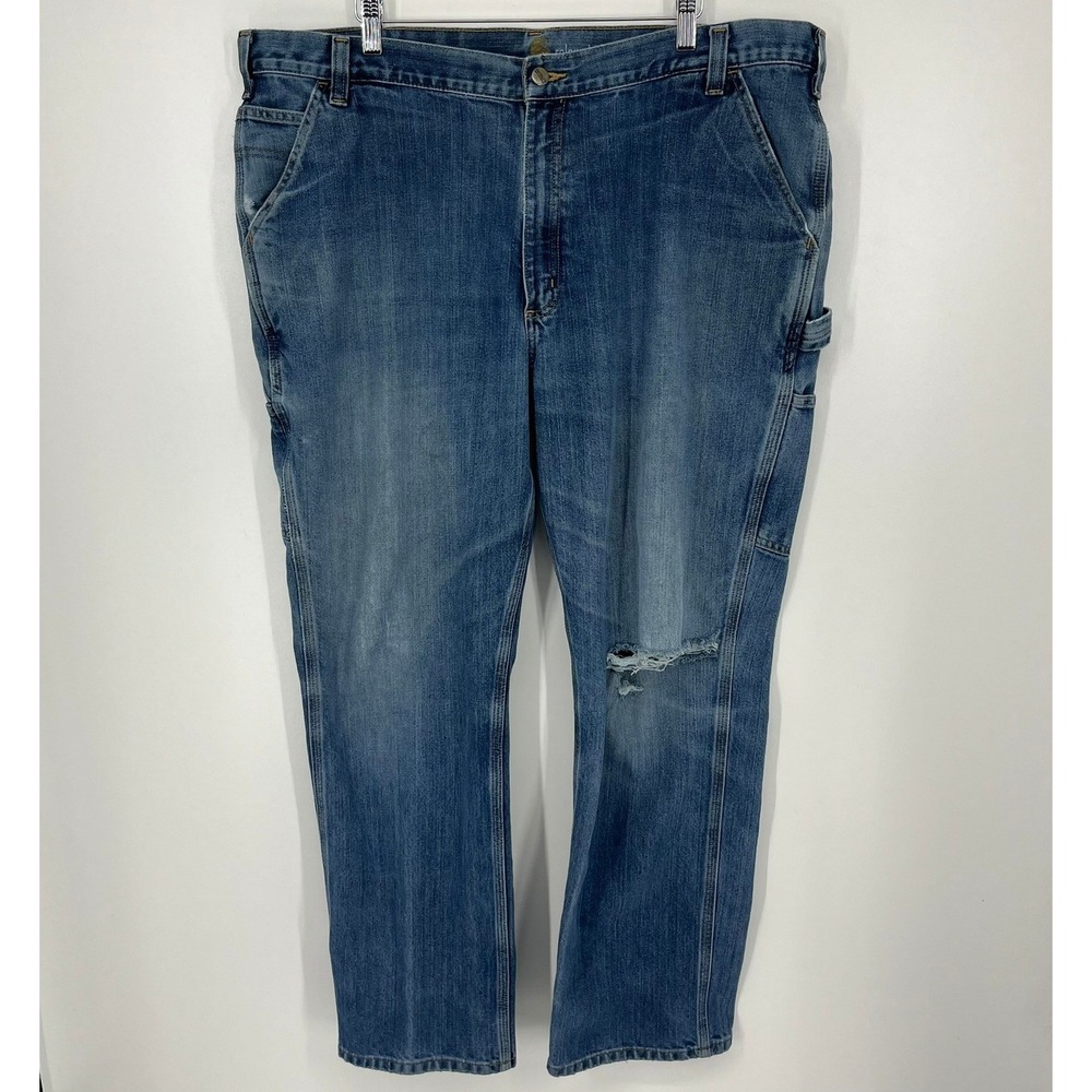 Carhartt Mens Relaxed Fit Carpenter Jeans Blue Distressed 103327-966 42x32